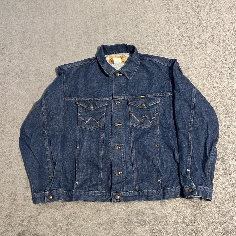 Vintage Wrangler Denim Jacket Mens 2XL Western Trucker Dark Wash 74145PW